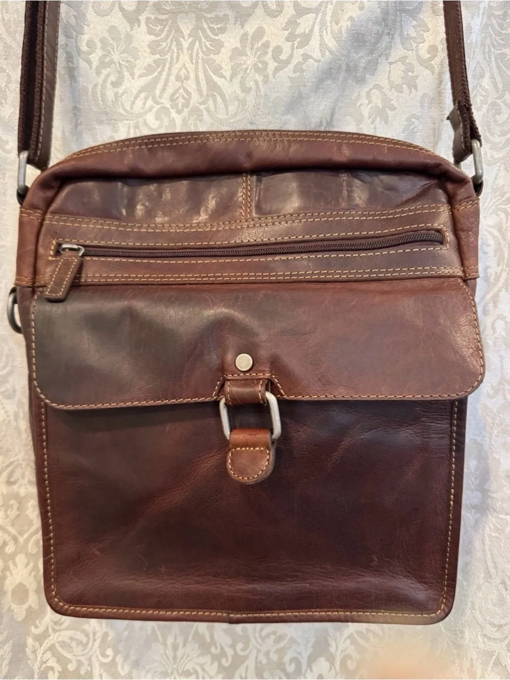 Jack Georges VTG Voyager Leather Crossbody Bag Brown Buffalo Leather